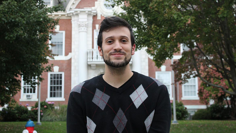 Samuel Weinmann ’24 at the University’s main campus in West Haven, Conn.