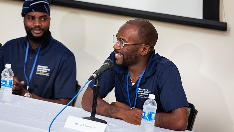 Marcus Harvin ’25 shares his experience with the University community. 