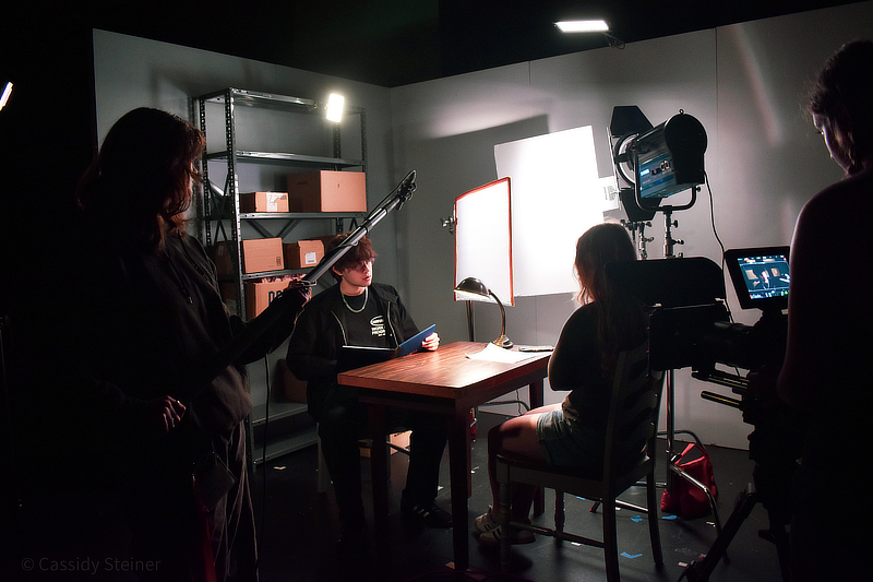 Students directing a movie scene