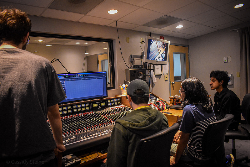 Students in music studio