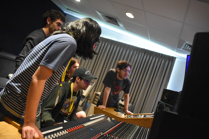 Students in recording studio
