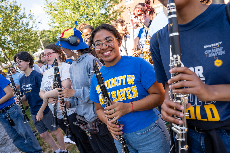 Marching band students