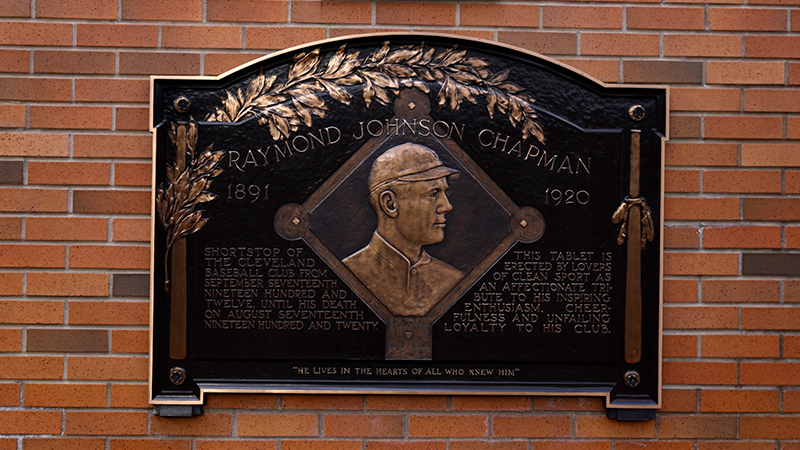 A plaque dedicated to Ray Chapman.