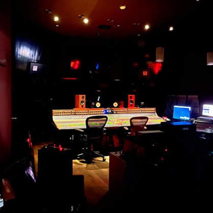 A control room at Blackbird Studio.