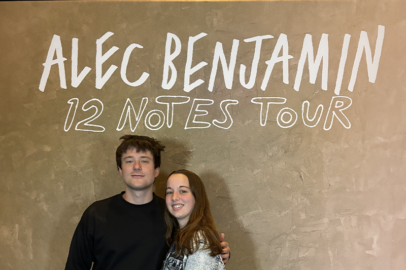 Marina Del Santo ’28, ’29 MBA with musician Alec Benjamin.