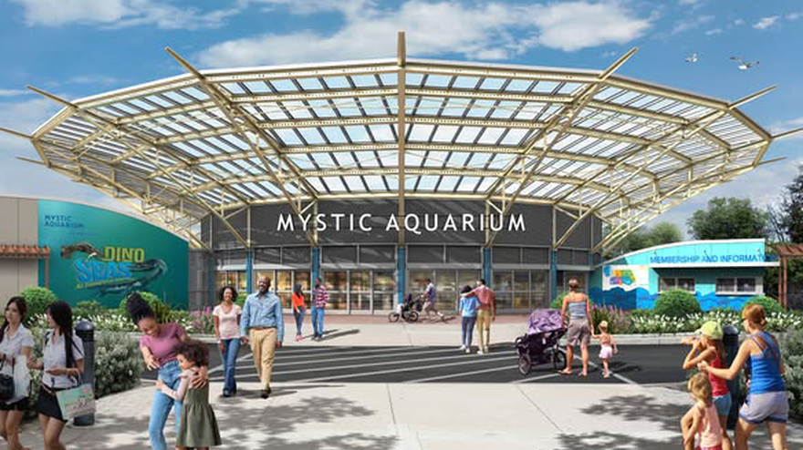 Mystic Aquarium exterior graphic