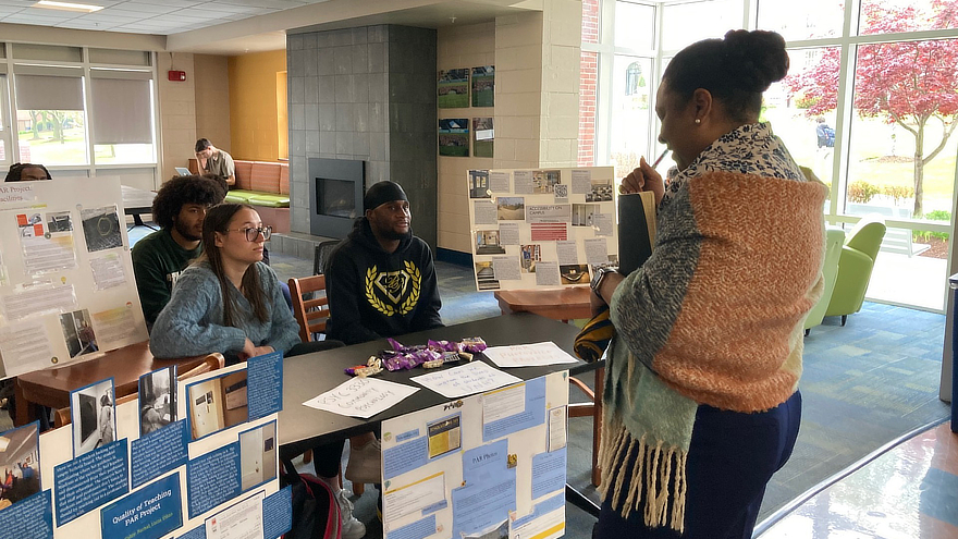Vice President of Student Affairs and Dean of Students Ophelie Rowe-Allen, Ed.D. with students
