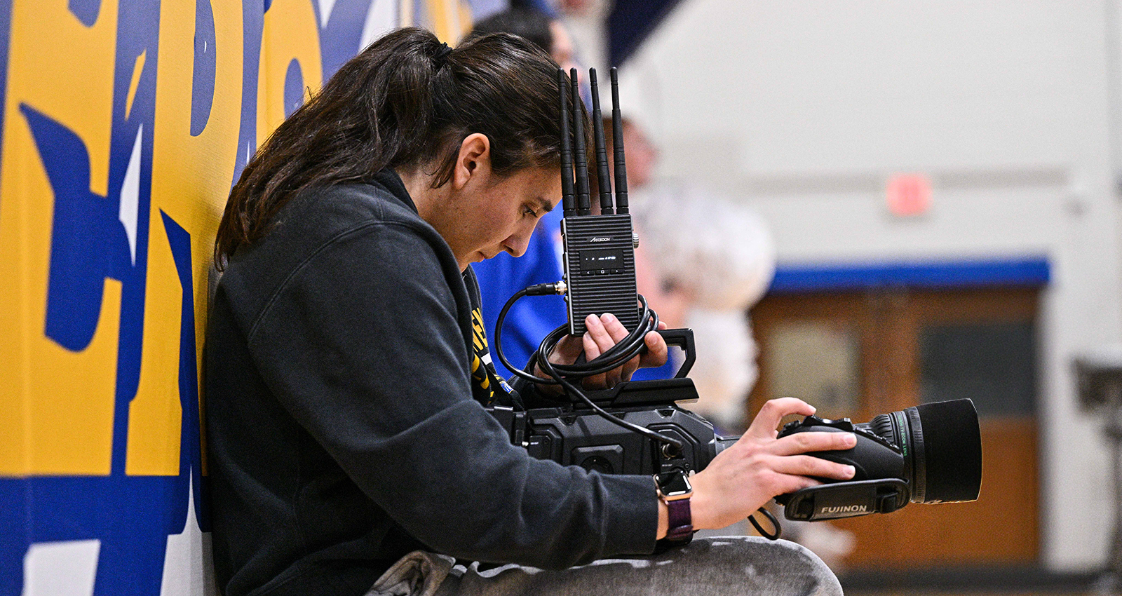 Student using TV camera 