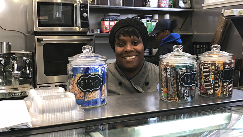 Image of Voniettee Jacobs-Haynes ’19 is the general manager of the Hazell Nut Café. 