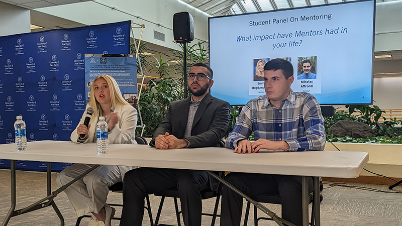 Emily Bogdanowicz '23,' 24 MBA, Jake Romao ’26, and Nikolas Affronti’ 23 discussed their experiences in the PCoB mentoring programs.