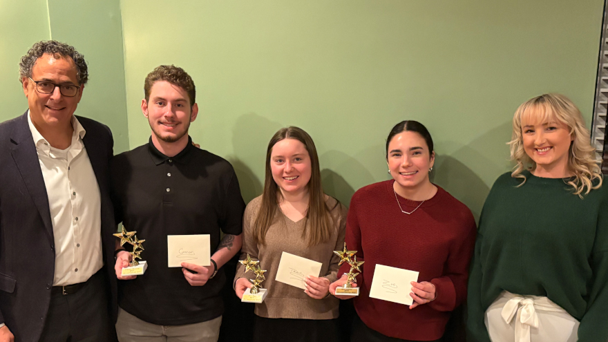 David Sussman (far left) with participants in the Fall cohort, (left to right) Connor Mooney '29, Tess Blair '28, Zoe Santos '28, Katelyn Beach '25, '26 MBA.