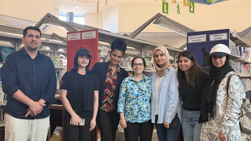 Image of faculty in library