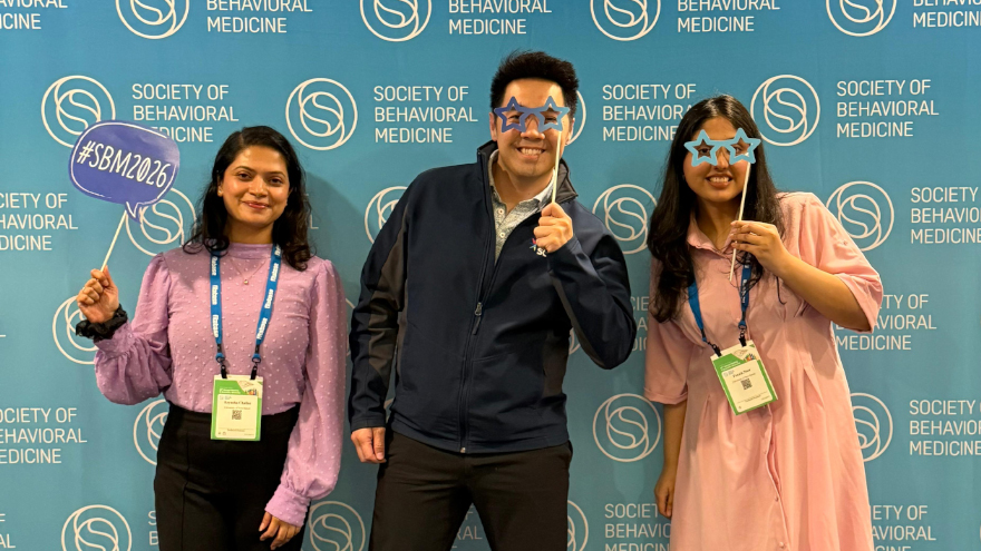 (left to right) Reyusha Chalise ’26 MPH, Alvin Tran Sc.D., MPH, and Fouzia Noor ’26 MPH