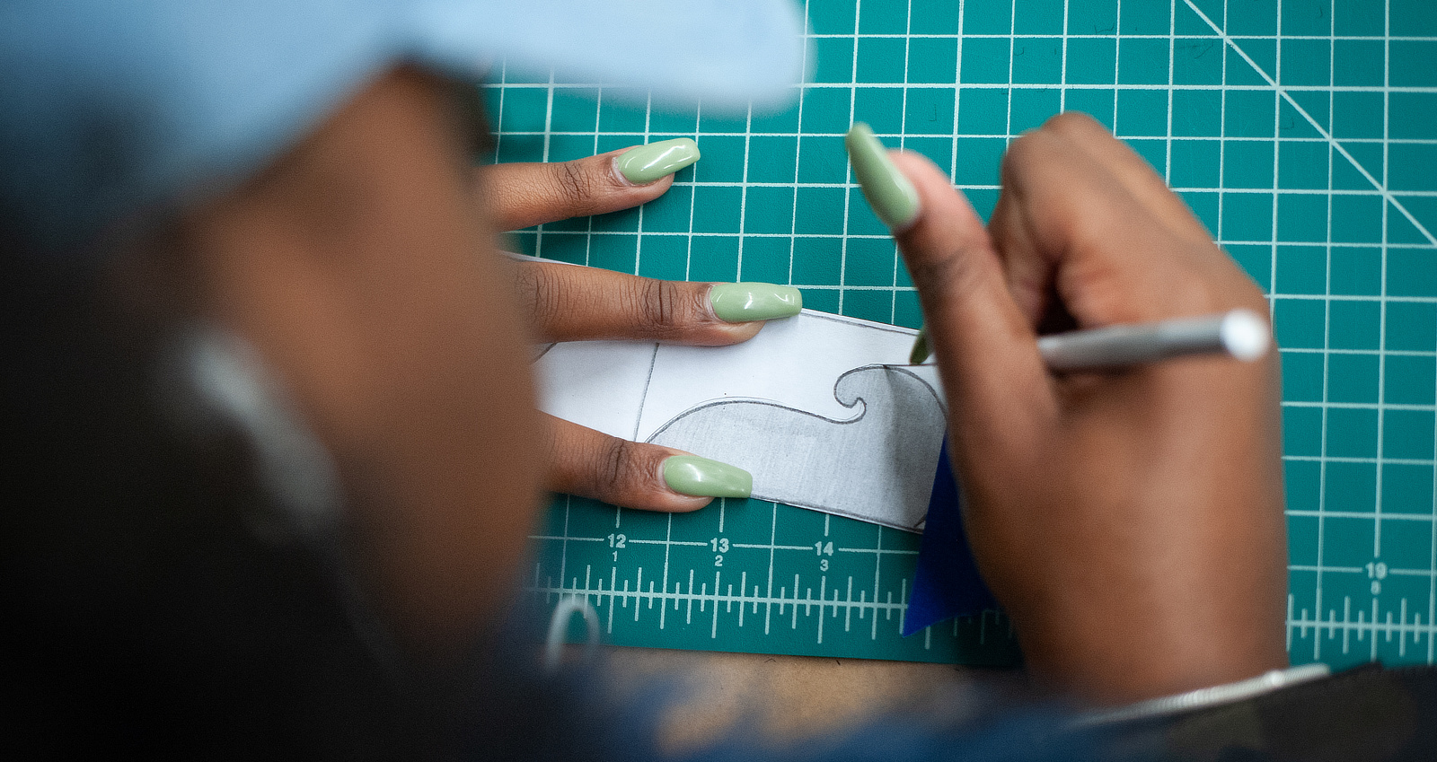 Closeup of artist working