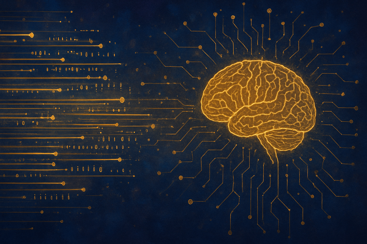AI graphic of brain and circuitry