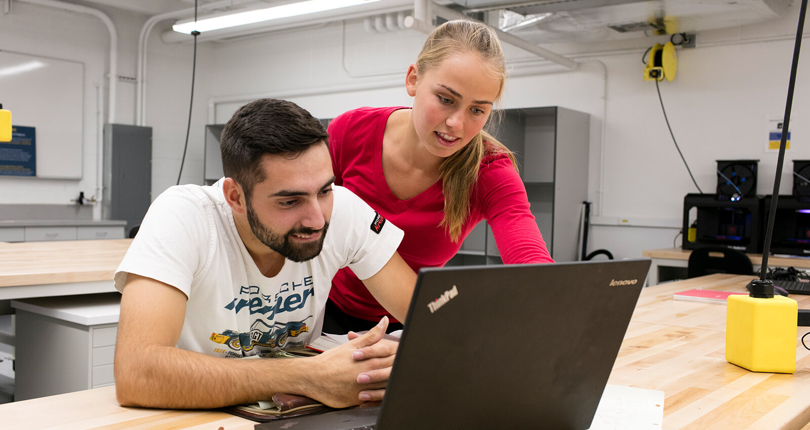 Engineering students working