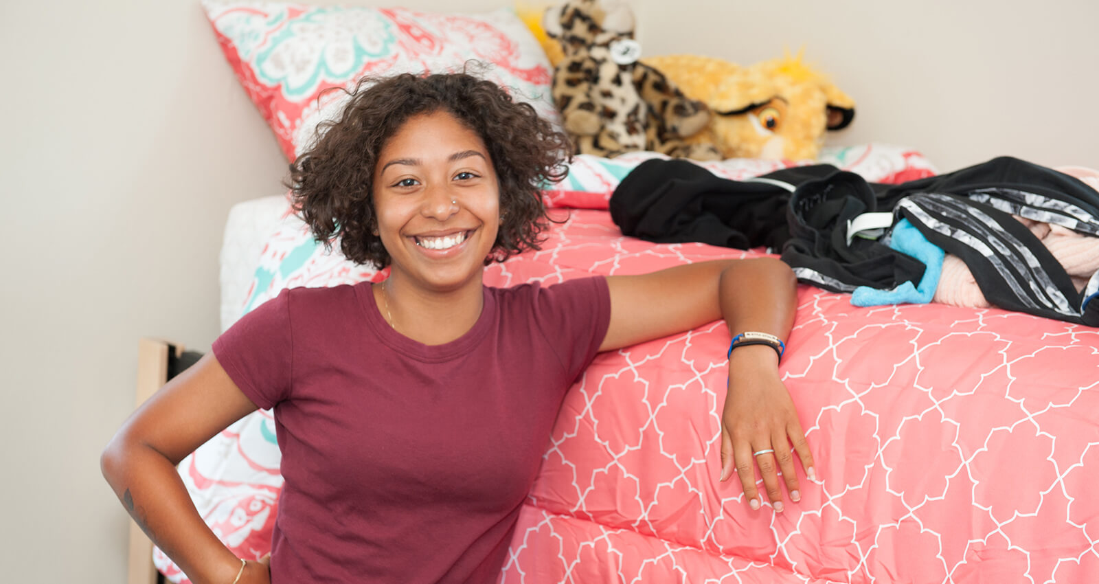 Student relaxing in dorm room