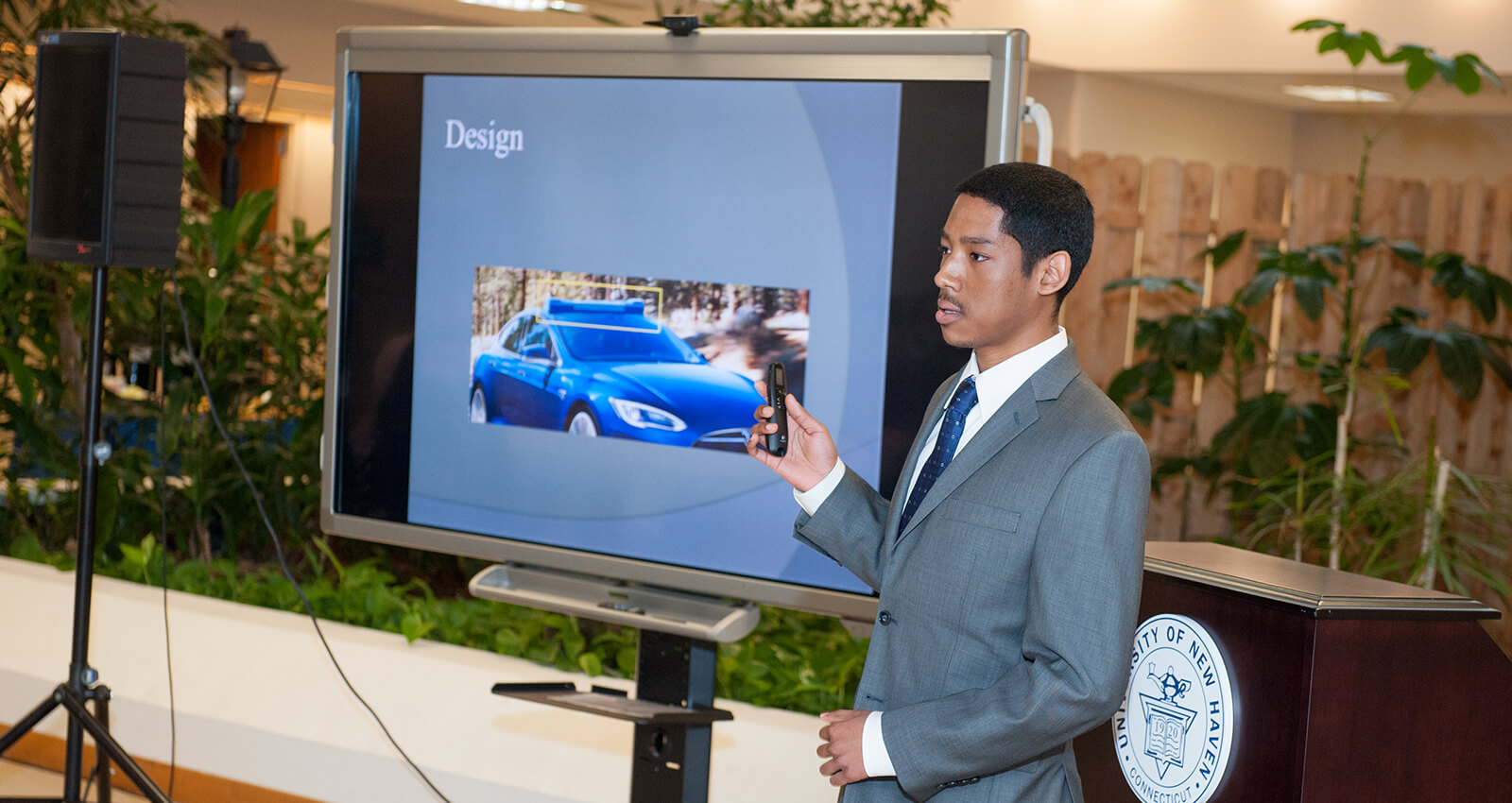 Student making presentation