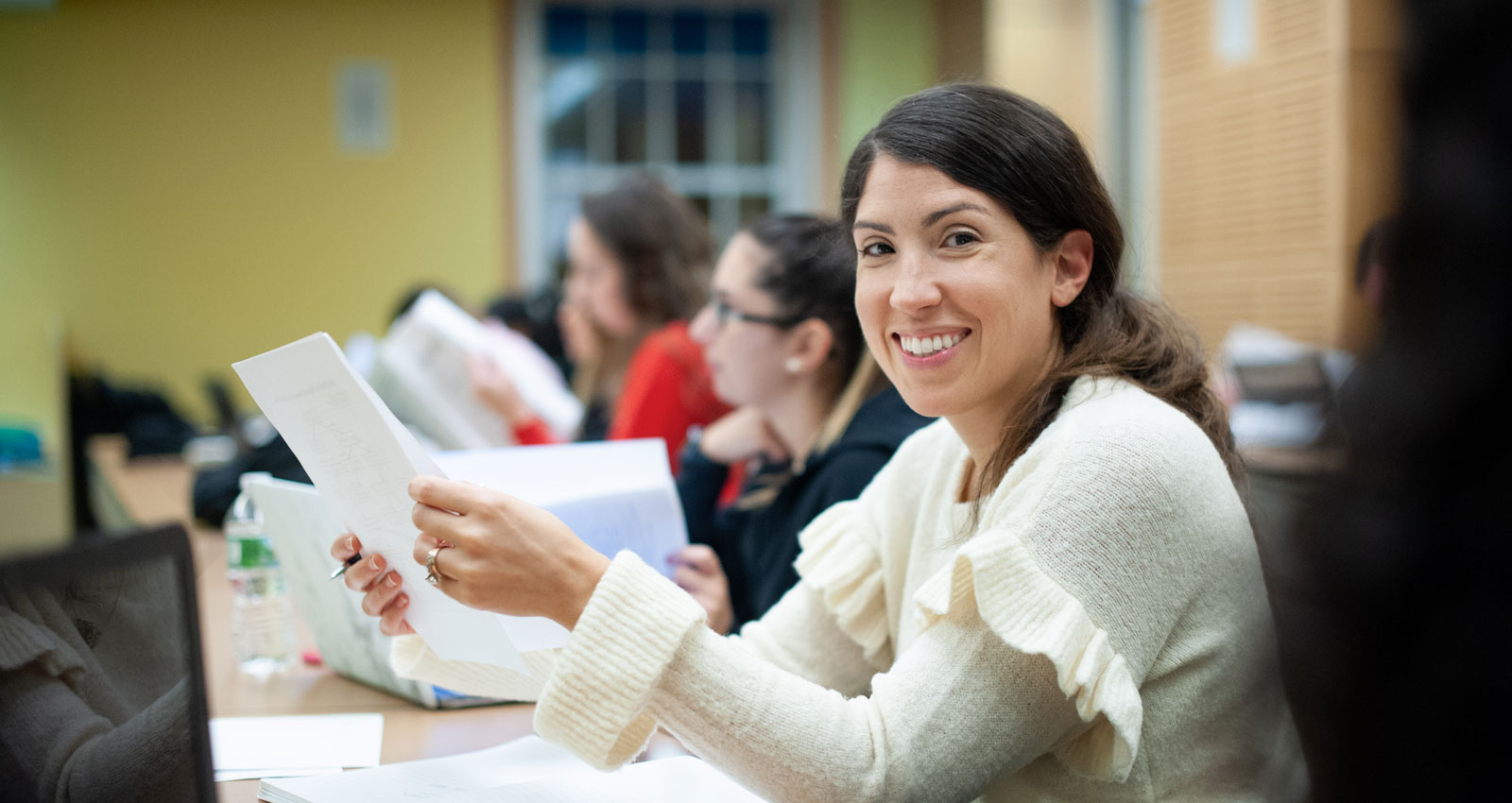 A student smiling.