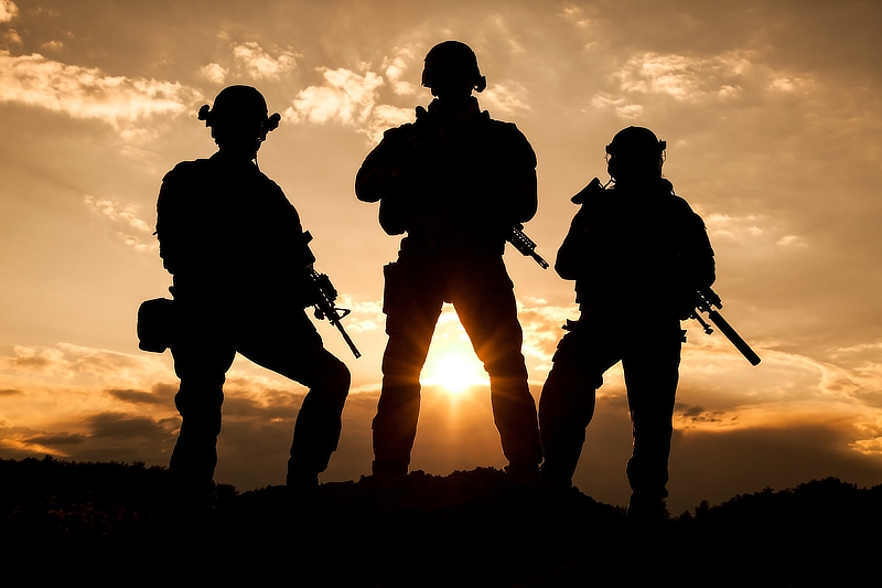 Silhouette of soldiers