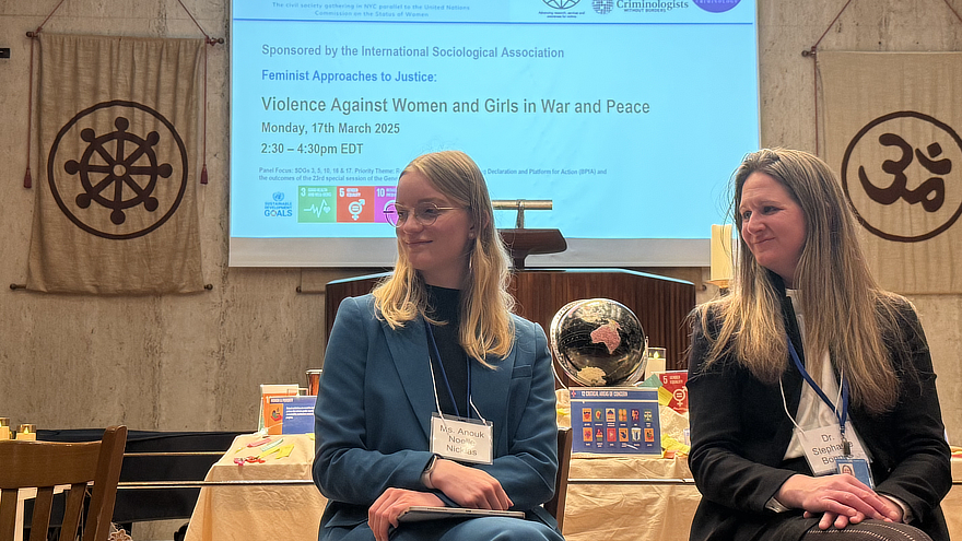 Dr. Bonnes speaking at the NGO / United Nations Committee on the Status of Women Forum