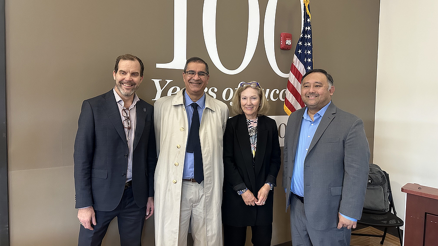 Matthew Schmidt, Ph.D.; Arshad Mohammed;  Carolyn Brehm ’96 MBA; Chris Haynes, Ph.D.