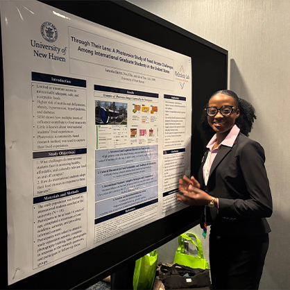 Jamesha Barrett ’26 MPH presenting her work at the SOPHE 2026 Annual Conference