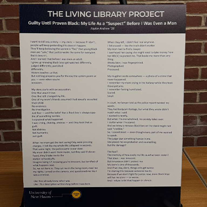 The Living Library Project featured personal essays, poetry, and artwork from the University community.
