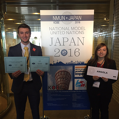Ryan Dougherty ’19 at a Model UN conference in Japan.