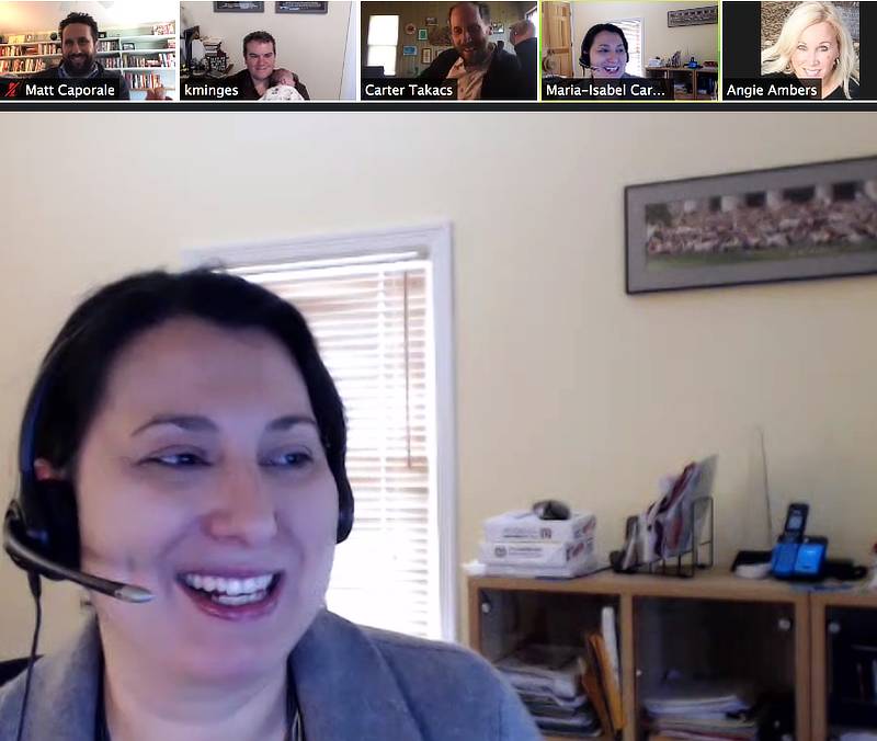 Zoom call with Maria-Isabel Carnasciali and other faculty members.
