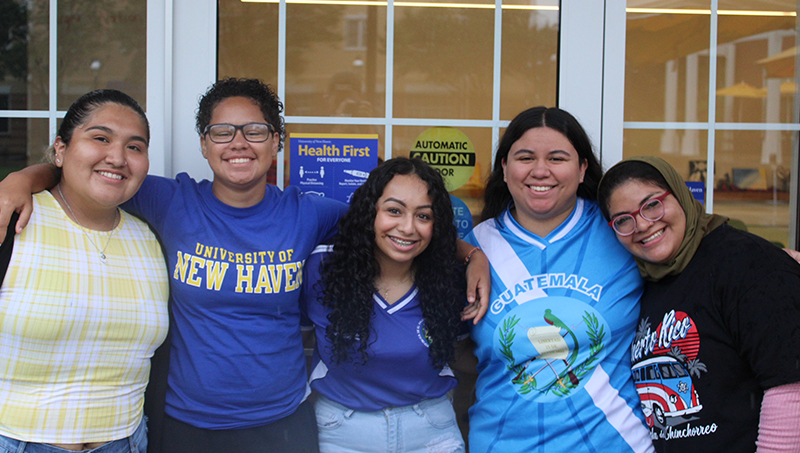 Jasmin Guevara ’22 (center) is a Diversity Peer Educator with the Myatt Center for Diversity and Inclusion.