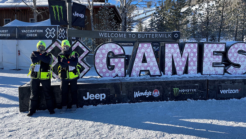 Image of Josie Schmidt ’22 and Nic Demichele ’22 at the X Games in Aspen.