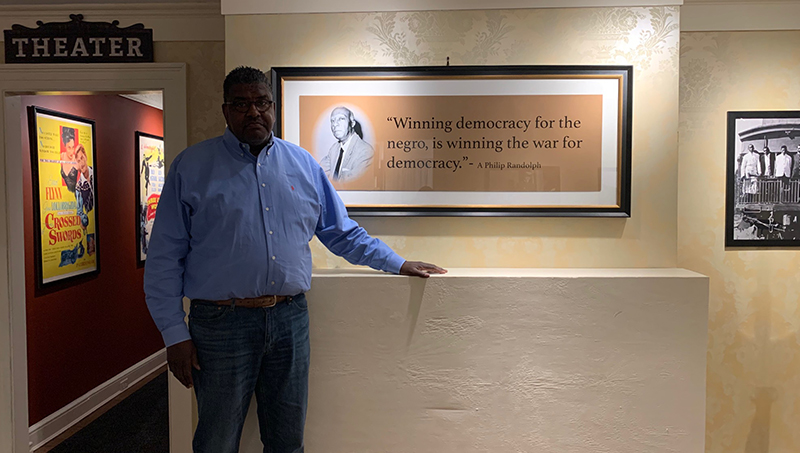 Jeffrey Fletcher ’79 inside the Ruby and Calvin Fletcher African American History Museum.