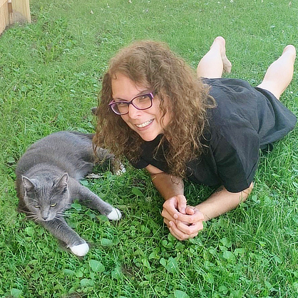 Jennifer Thorndike-Gonzales, Ph.D., with her cat, Urma.