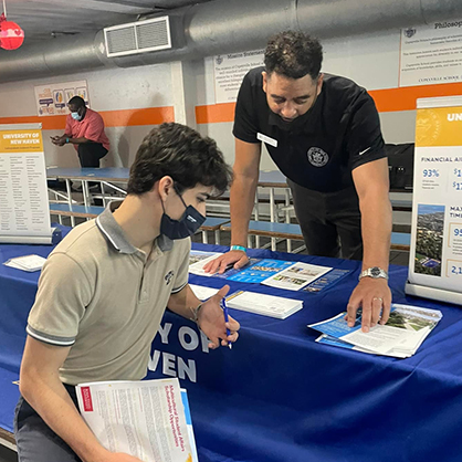 Philip Howard at an Autopista Americas Tours Spring 2022 college fair at Cupey Ville School in San Juan, Puerto Rico.