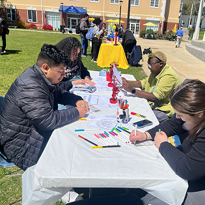Students spent time relaxing and coloring at the event.