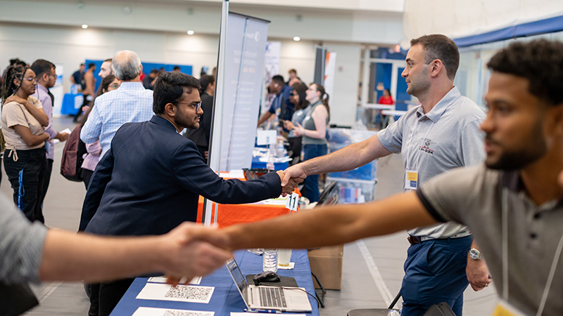 Students established relationships and talked with employers about internship and career opportunities