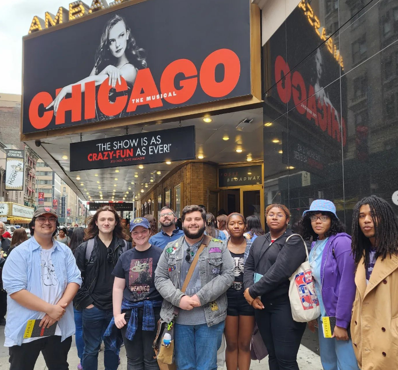 Students outside theater in New York City