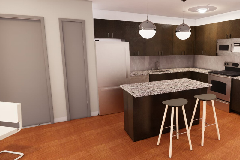 Photo of kitchen rendering